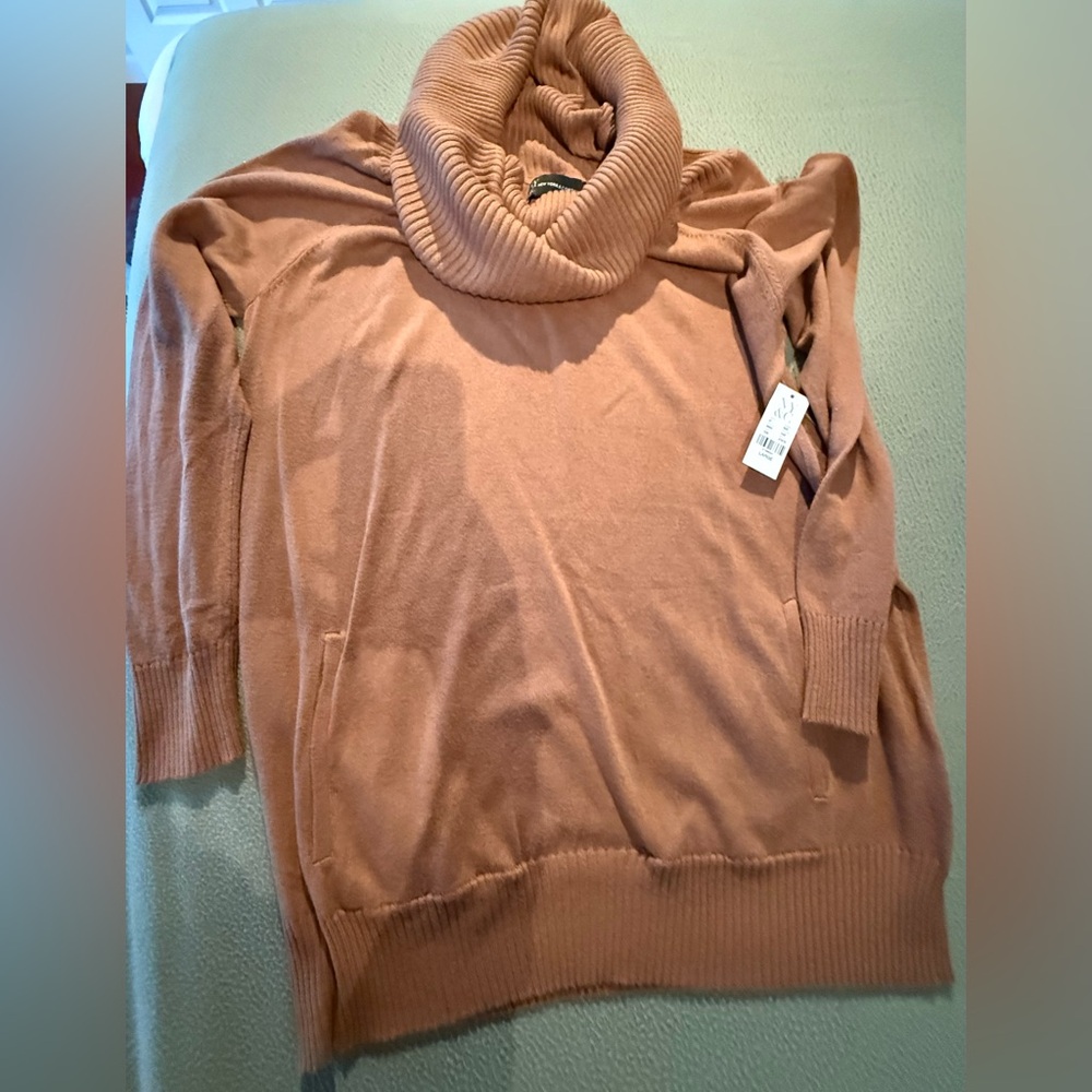 New York & Company Brown Turtle Neck Sweater Top Size Large New With Tags